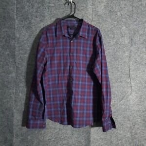 John Varvatos USA Men's Plaid Long Sleeve Button Down Shirt Large Check Cotton